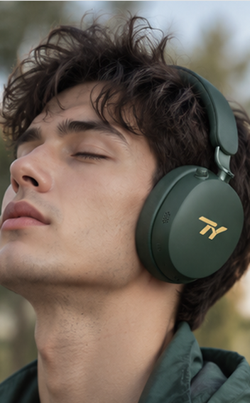 ANC Headphones headphones being worn